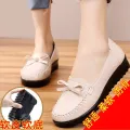 【ZOSR】Korea Fashion Flat women shoes Casual Work Shoes Non-slip Comfortable Shallow Mouth Leather Shoes. 