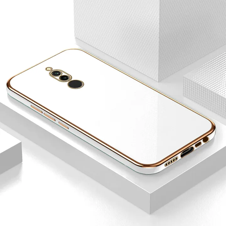 Hontinga for Xiaomi Redmi 8 Back Cover Luxury 6D Plating Frame Shiny Bling Case Soft Silicone Square Phone Cases