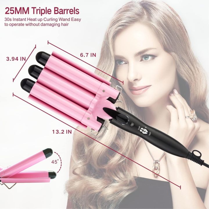 3%20Barrels%20Hair%20Curler%20-%20Curling%20Iron%20Wand%2025mm%20Mermaid%20Hair%20Waves%20with%202%20Adjustable%20Temperature%20Control,%20Quick%20Heating%20Iron%20Curling%20Tongs%20for%20Long%20or%20Short%20Hair%20Styling%20-%20Image%208