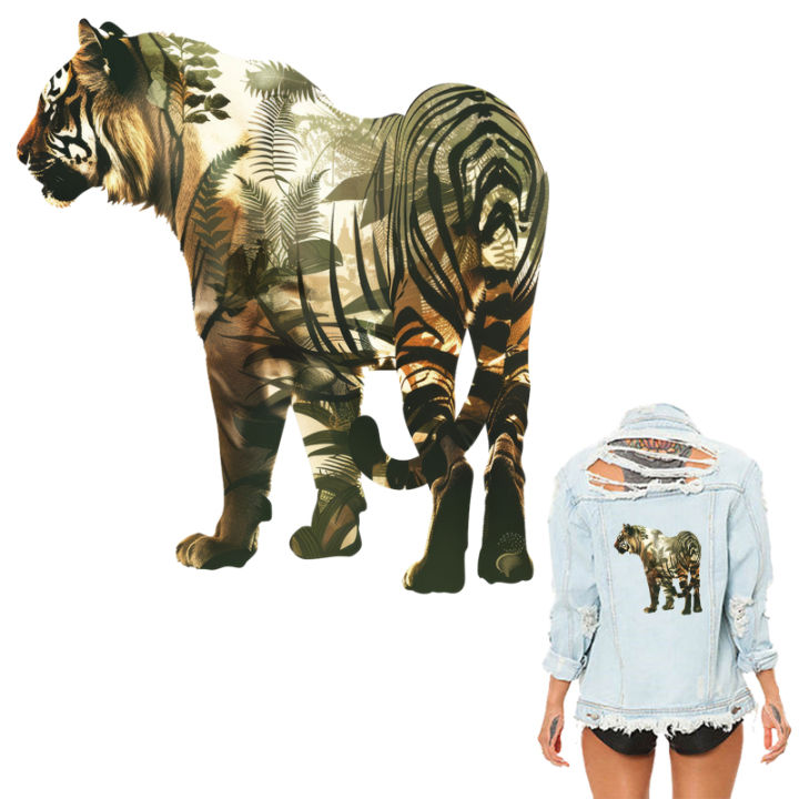 Forest Tiger Custom -On Patches T-Shirt Diy Heat Transfer Parches Ropa On Transfer