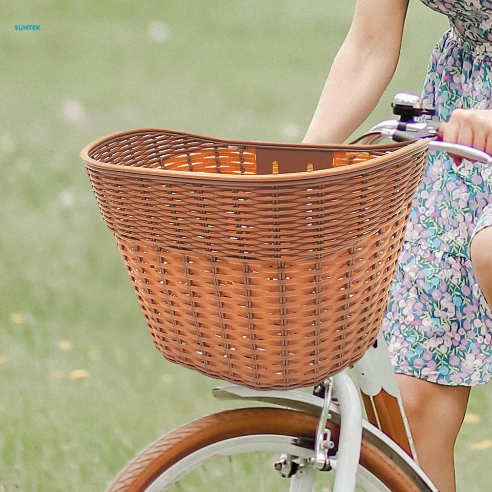 Bike Basket Handlebar Basket Imitation Rattan Vintage bike Storage