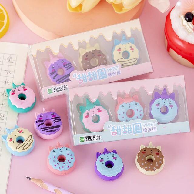 Creative Donuts Unicorn Eraser Cute Writing Drawing Rubber Pencil Erasers Stationery For Kids Gifts school suppies