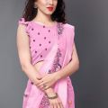 Women's Cotton Blend Satin Woven Border Designer Madhubani Printed Saree with Blouse Piece (Pink). 