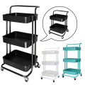 3 Tier Multi-Purpose Utility Rolling Mobile Cart Trolley Organizer Drawer Units & Metal Mesh Shelving Holders Basket Rack for Kitchen, Bathroom, Bedroom Storage on Wheels. 