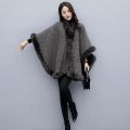 Loose 2024 Elegant Shawl Woolen Coat Short Woolen Cloak Autumn Winter Coat High-End New Female Bat Sleeved. 