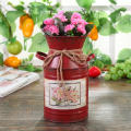 Home Vintage Rural Bucket Decoration Shabby Craft Iron Table Pots Garden Plants Flower. 