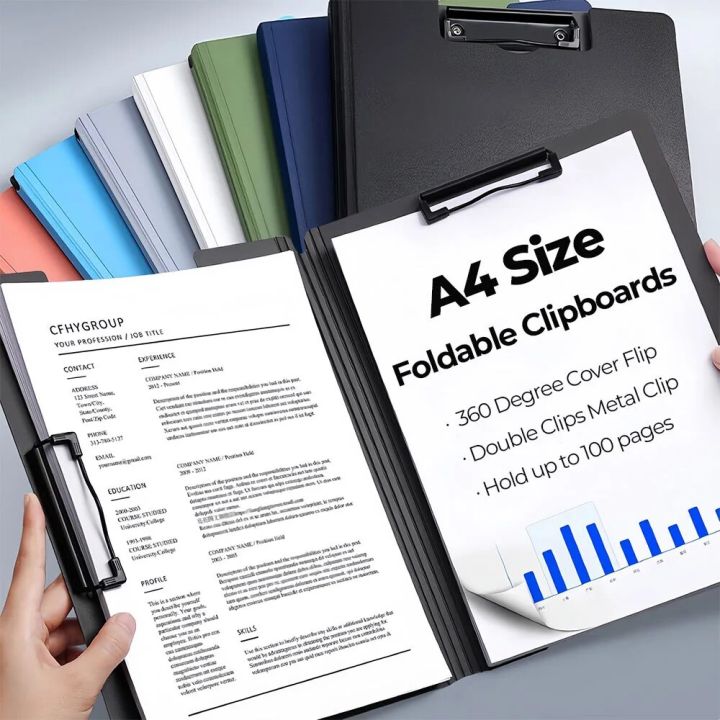 Double Metal Clip A4 Size Degree Foldable File Cover Folder Writing ...