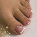 Toe Nails Set French Press on Foot Tips Nail Tips with Designs Summer Reusable Artificial False Stick-on Nails Art 24pcs. 