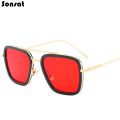 Iron Man Tony Stark Sunglasses Square Sunglasses Luxury Brand Designer Glasses Retro Vintage Robert Downey JR Eyeglasses UV400. 