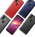 lthmy for Motorola Moto One Vision Case Carbon Fiber TPU Soft Silicone Back Cover Armor Phone Case Casing. 
