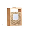 Cross-Border Bamboo Rice and Bean Storage Box Multi-Functional Transparent Top Magnetic Sliding Organizer Grain Dispenser. 