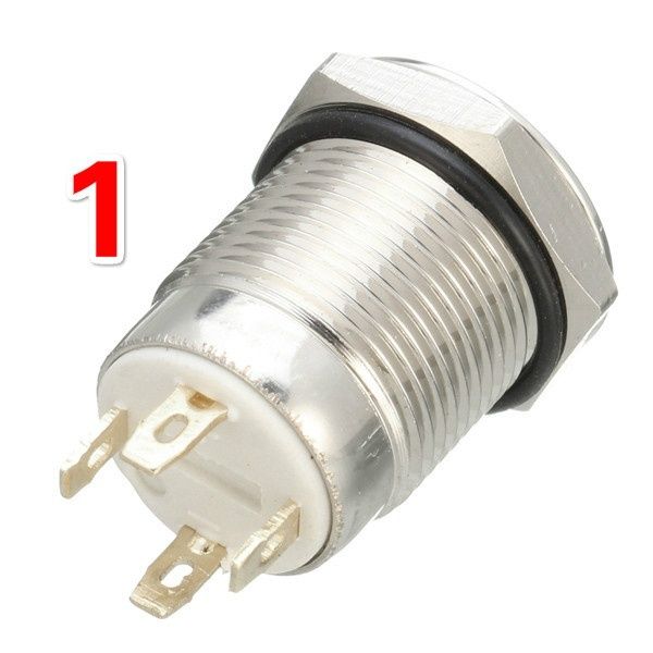 Chrome 4 Pin 12mm Led Light Metal Push Button Momentary Switch ...