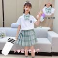 JK Uniform Suit Primary School Student Genuine Girl's Domineering Plaid Skirt School Uniform Grade 3 12 Summer Pleated Skirt. 
