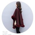 Loose 2024 Elegant Shawl Woolen Coat Short Woolen Cloak Autumn Winter Coat High-End New Female Bat Sleeved. 