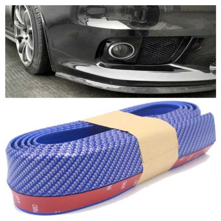 Samurai Blue Carbon Front Bumper Lip Protector Rubber Body Guard