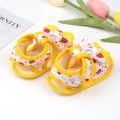 Baby Girls Soft Shoes Flat First Walkers Bowknot Strawberry Floral Print Princess Sandals 0-12M. 