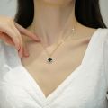 Vintage Diamond Clover Necklace for Women Kwintas Gold Stainless Steel Pendant Chain Choker Accessories Jewelry. 