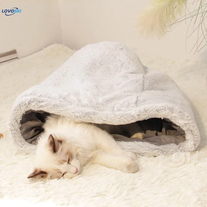 Cat%20Sleeping%20Bag%20Snooze%20Cat%20Half%20Covered%20Cave%20for%20Dog%20Puppy%20Pomeranian%20gray%20-%20Image%202
