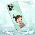 ZeroQiQi for Vivo Y19 Back Cover Cute Girl Luxury 6D Plating Case Side Pattern Soft Silicone Square Mobile Phone Cases + Free Lanyard. 