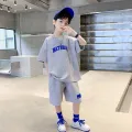 2pc Boys Clothes Set Summer Kids Short Sleeve Letter T-shirt Shorts Sport Casual Outfits Set with Pants for Teenage Boy Clothing. 