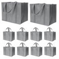 35L Reusable Grocery Bags with Long Handles, 10 Pack Foldable Reusable Shopping Bags, Grocery Bulk Tote Bags Grey 41 X 26 X 33CM. 