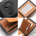 【ZOSR】Wallet Men's Personalized Three-Fold 3D Embossed Wallet Multi-Card Credit Card Holder Zipper Coin Short Wallet Men. 
