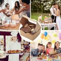 10pcs White Brown Cardboard Cake Box With Clear Window Home Party Diy Dessert Cupcake Packing Box Package. 