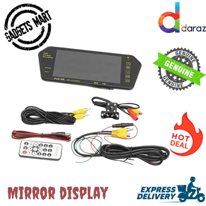 Auto World MP5 Player 7 Inch TFT LCD Colorful Mirror Monitor With Car Rear View Camera Parking Backup Reverse