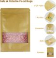 25pcs 10x15cm 35-100g Brown Kraft Paper Zip lock Standup Pouch Bags With Clear Translucent Window For Dried Food, Candy, Spices & Nuts. 