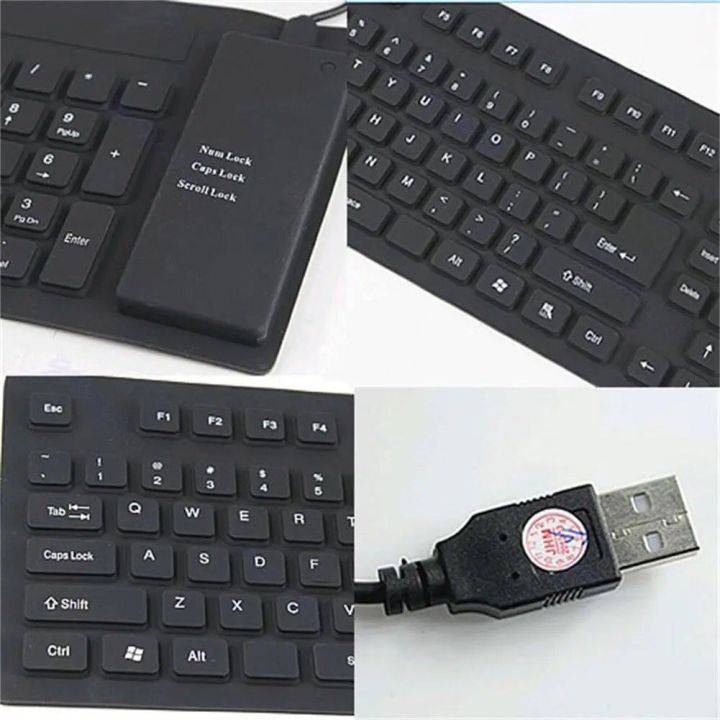 109 Keys USB Silicone Rubber Waterproof Flexible Foldable Keyboard For ...