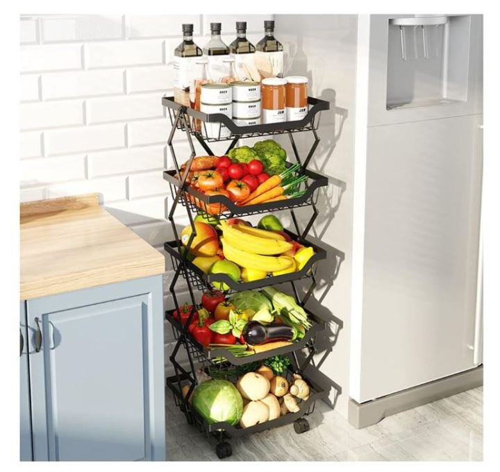 Mesh Vegetable Rack Kitchen Vegetable Rack Floor Multi-layer Storage Vegetable Basket ...