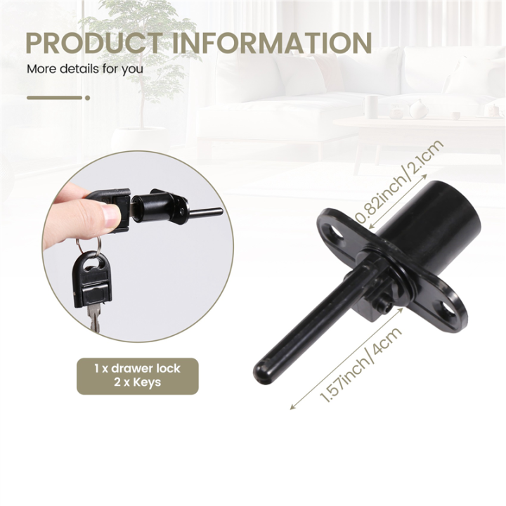 Zinc%20Alloy%20Drawer%20Cupboard%20Locker%20Cam%20Lock%20with%20Keys,%20Black%20-%20Image%202