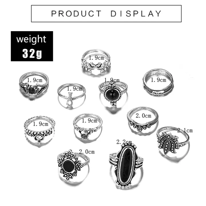 10%20Style%20Black%20Opal%20Stone%20Crown%20Flower%20Elephant%20Crescent%20Ring%20Set%20for%20Women%20Metal%20Jewelry%20Accessories%20-%20Image%202
