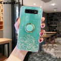 Casinglee for Samsung Galaxy S10 Plus case Shiny Ring Glitter Soft Transparent Holder Stand Back cover with String for Samsung S10 Plus Phone cases cover Stars Moon Girls. 