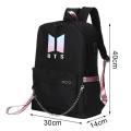 BTS BT21 Chain Backpack Cute Canvas Shoulder Bags USB Charging Interface School Bag Travel Backpack Design Kpop Jungkook Jimin Suga V. 