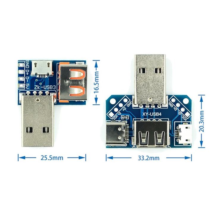 USB%20Head%20Switchboard%20Male%20USB%20Connector%20to%20Type-c%20Micro%20Female%20USB%202.54-4P%20transfer%20test%20board%20USB%20adapter%20plate%20XY-USB4%20-%20Image%203