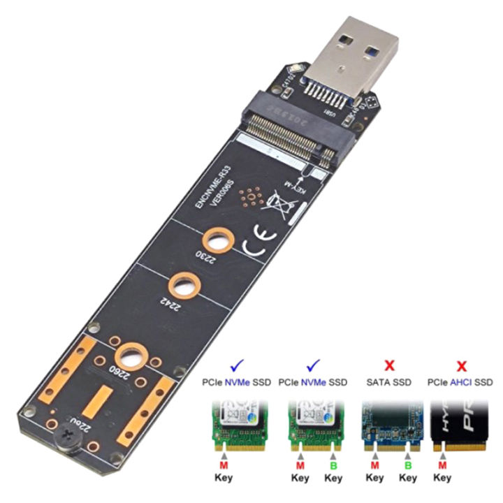 NVME USB Adapter M.2 NVMe to USB 3.1 SSD Adapter 10Gbps USB3.1 Gen 2 RTL9210 Chips For M Key M2 NVMe 2230 2242 2260 2280 M.2 SSD