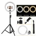 10 Inch Selfie Ring Light, LED Ring Light with Tripod Mount and Phone Holder, Desktop Circle Light for YouTube Video, TikTok, Live Stream, Makeup - Beauty Ring Light for iPhone and android cell phone. 