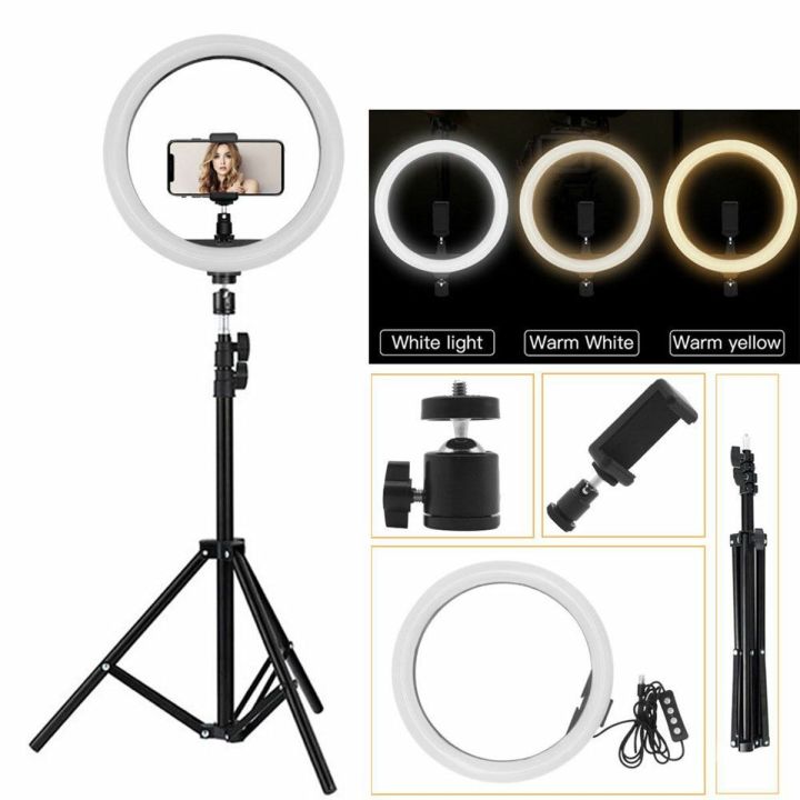 10 Inch Selfie Ring Light, LED Ring Light with Tripod Mount and Phone Holder, Desktop Circle Light for YouTube Video, TikTok, Live Stream, Makeup - Beauty Ring Light for iPhone and android cell phone