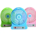 Handheld Mini Desk Fan with LED Light, 3-Speed Adjustable Wind, USB Rechargeable 1200mAh Battery, Compact and Lightweight Air Cooler for Personal Cooling, Travel, Office, and Home. 