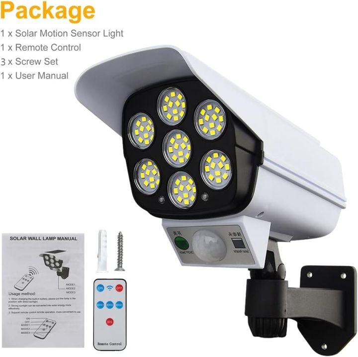 77%20LED%20Solar%20Security%20PIR%20Motion%20Sensor%20Light%20with%20Remote%20Control,%20Dummy%20Surveillance%20CCTV%20Light,%20Roatable%20Angle%20Adjustable%20LED%20Wall%20Light,%20Outdoor%20Fake%20Camera%20with%20Light%20-%20Image%208