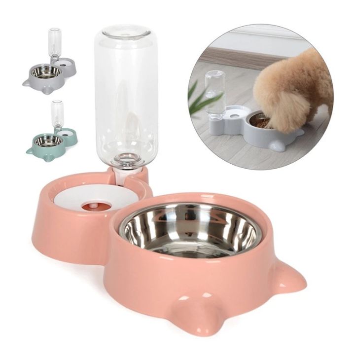 2-in-1 Pet Automatic Water Dispenser Food Bowl Dog Cat Rabbit