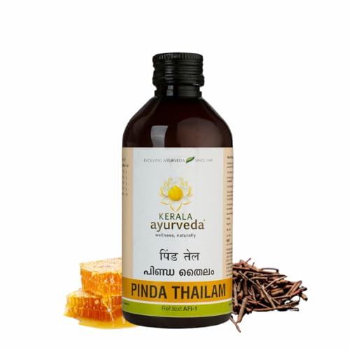 Kerala Ayurveda Pinda Thailam 200 Ml | Gout Joint pain relief Oil | Relief Oil | Relieves Burning Sensation in Varicose Veins |With Manjistha and Anantamul | Sesame Oil Base| Reduces redness and swelling | Helps in gout |100% AyurvedicFROM INDIA)JEZ