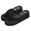 New Slippers Women for Summer No-Slip Fabric Upper Heels Shoes Home Slipper Soft Platform Sole Ladies Beach Shoes Flip Flops. 