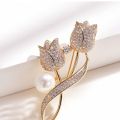 Brooch Rhinestone Tulip Flower Brooch Anti-glare Suit Brooch Collar Pin Jewelry. 
