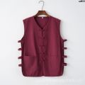 Tang Suit Style Linen Vest Coat Sleeveless Men's Chinese Style Small Old Man Shirt Undershirt Ma Lao Beijing Summer Sleeveless Gown [. 
