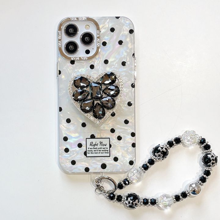 Sroof%20%20Case%20%20For%20iPhone%20X%20XR%20XS%20Max%2011%2012%2013%2014%2015%20Pro%20Max%2014%2015%20Plus%20Shell%20ripple%20dot%20black%20diamond%20bracket%20new%20high-end%20model%20with%20bracelet%20Anti%20Drop%20phone%20case%20back%20cover%20-%20Image%209