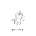 Shiny Cute Crystal Butterfly Zircon Rings For Women Girls Korean Minimalist Wedding Ring Adjustable Silver Color Ring Jewelry. 