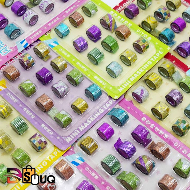 12%20Pcs/Set%20Adhesive%20Tape%20Lovely%20mini%20glitter%20Washi%20Tape%20Set%20DIY%20Decoration%20Sticker%20Label%20Masking%20Tape%20-%20Image%205