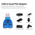 【VogueVenture】USB to Dual PS/2 Adapter USB A Male to PS2 Female Converter Splitter for Mouse Keyboard gamer laptop desktop pc. 